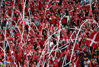 Danish fans handball, 2008. Foto: GettyImages/Lars Baron