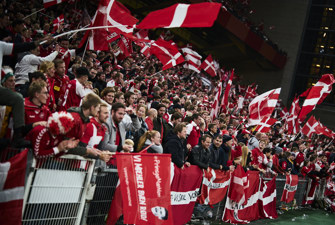 Danske fans til fodboldlandskampen mellem Danmark og Østrig.